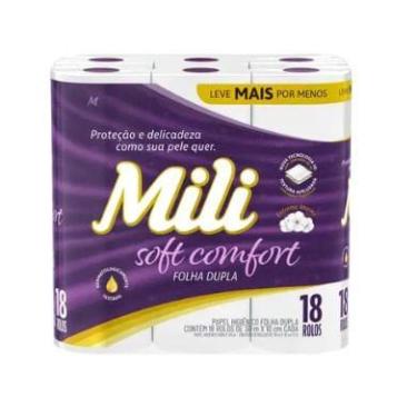 Imagem de Papel Higiênico MILI Soft Confort Folha Dupla 30m Pacote com 18un