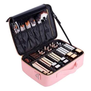 Imagem de Maleta De Maquiagem Para Maquiador Manicure e Viagem Divisória Ajustáv
