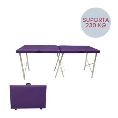 Imagem de Maca dobrável portátil ROXA Premium - Estética/Hospitalar - 230kg - Co