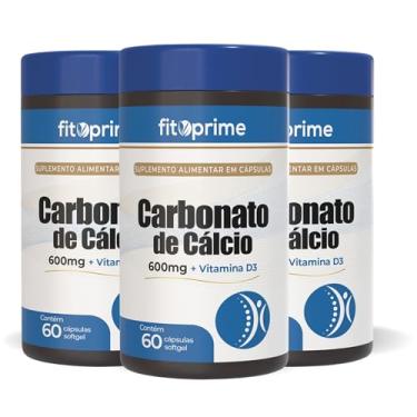 Imagem de Kit 3x Carbonato de Cálcio 600mg + Vitamina D3 60 Cápsulas