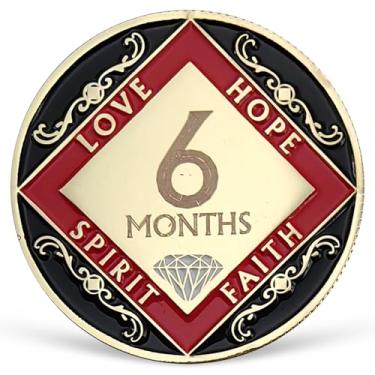 Imagem de 6 Meses NA Medalhão Seis Meses Recuperação Chip para NA AA 12 Passos Narcóticos Anônimos Token Presente Limpo e Sóbrio para Homens Mulheres Comemorando Sobriedade e Recuperação de Vícios