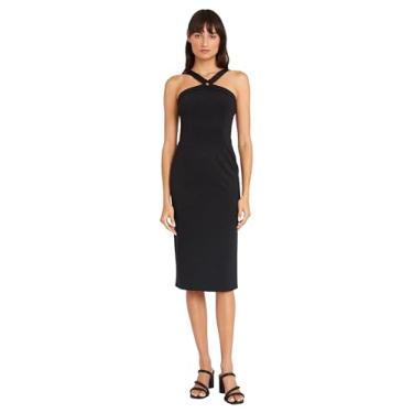 Imagem de Luxely Vestidos femininos chiques com decote em V midi para convidadas de casamento, Meteorito, 44