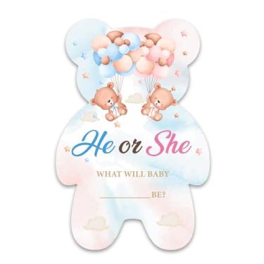 Imagem de Opomzk Convites para chá de bebê Ursinho Pooh Boy - Pooh Bear Boy Baby Shower Party Bear Convites em forma de urso - 20 cartões de convites com envelopes