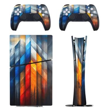 Imagem de Skin for PS5 Slim Digital Edition, capa adesiva para console e controle PlayStation 5, película protetora removível fácil de envolver acessórios para jogos, decalque capa completa - padrões artísticos