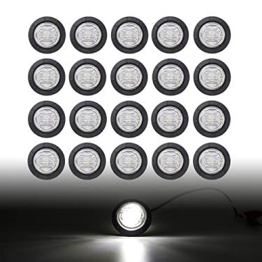 Imagem de TMH 1-1/10.2 cm redondo 6 LED Bullet White Side Marker Clearance Lights LED Marker Trailer Lights Indicator Marker Lights for Truck Bus RV Dump Pickup 12V DC (20 peças)