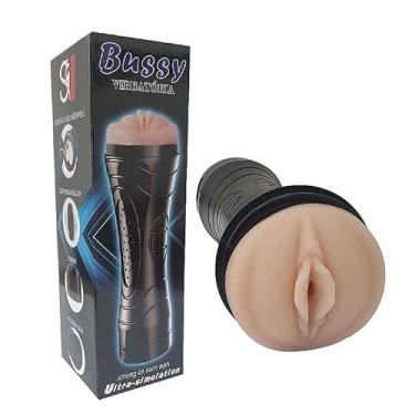 Imagem de Masturbador com Vibrador em Cyberskin Lanterna Multivelocidade Discreto Portátil Realistico (VAGINA)