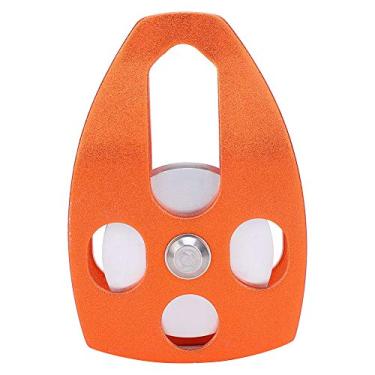 Imagem de Polia única Grande 30KN, Polia de Liga Deslizante da Placa Lateral da Polia do Rolamento para Resgate na Montanha (Laranja)