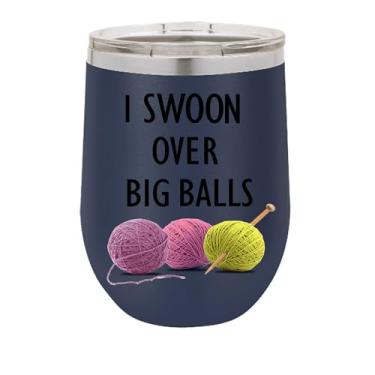 Imagem de Copo de vinho I Swoon Over Big Balls, copo de vinho de aço inoxidável, presentes para ele, para ela, para meninos, para meninas, aniversário, ideia de presente de Natal (azul)
