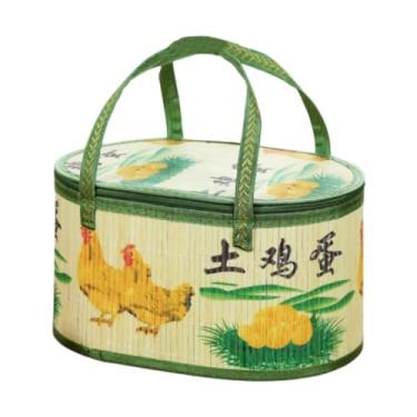 Imagem de DimyFew Cesta de bambu trançada Cesta de bambu com tampa com alças duplas Cesta de embalagem para presente, Cesta de Ovos