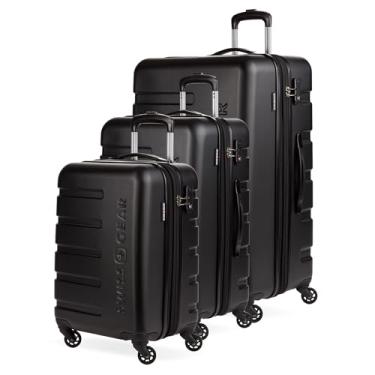 Imagem de SwissGear 7366 Mala Rígida Expansível com Rodas Giratórias, Preto, 3-Piece Set (18/23/27), 7366 Bagagem expansível rígida com rodas giratórias