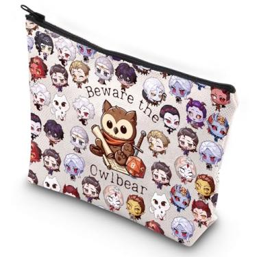 Imagem de G2TUP BG3 Bolsa de maquiagem cosmética para jogos, presente de videogame, Beware the Owlbear Dungeon Masters, bolsa com zíper, Dragon Dice Merchandise, Cuidado com o urso coruja, ♚