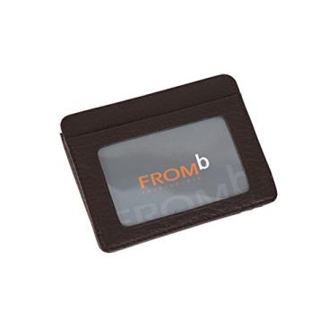 Imagem de Carteira fina com porta-cartões de visita de couro genuíno (marrom escuro)