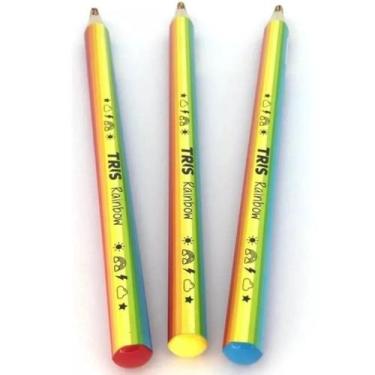 Imagem de 03 Un. Lápis De Cor Jumbo Rainbow Multicor Arco Iris Tris