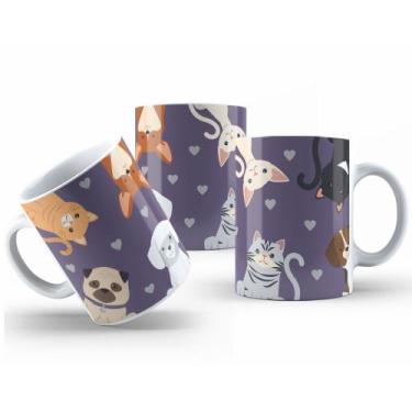 Imagem de Caneca Cerâmica Branca 325ml  Animais Estimação Pet - Mecolour