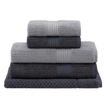 Imagem de Jogo de Toalhas Buddemeyer Fio Penteado Canelado Banho Cinza/Grafite 5 peças