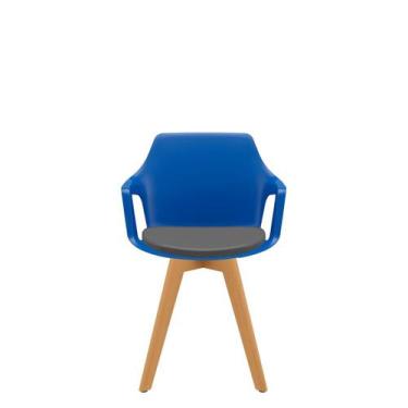 Imagem de Cadeira Vesper Assento Almofadado 4 Pés Madeira com Braços Fixos - Pla