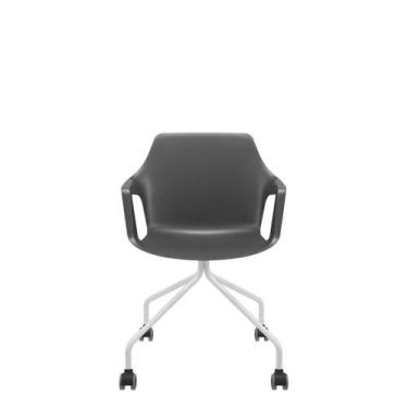 Imagem de Cadeira Vesper Giratória Estrutura Branca 4 Pés com Braços Fixos - Pla