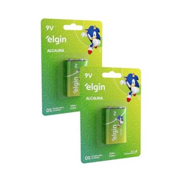 Imagem de 02 Baterias 9v Alcalina Elgin 9 Volts Sonic Alta Duração
