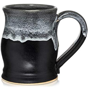 Imagem de Uncommon Clay Caneca de café barril de 590 ml feita à mão nos EUA (preto acetinado/branco)
