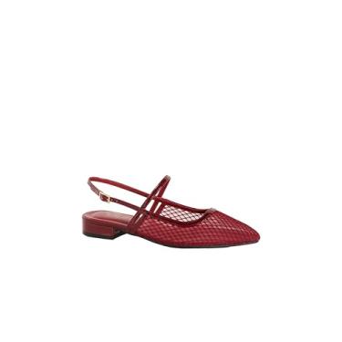 Imagem de City Chic Sapatilha feminina - malha Lily de ajuste largo, Vermelho, 8 Wide