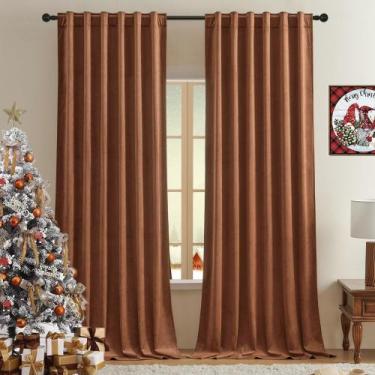Imagem de Cortina de Veludo Burnt Orange Timeper - 132x213cm (2 Peças)