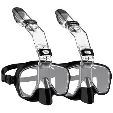 Imagem de Máscara de natação com snorkel com vista panorâmica multifuncional de 180° WSTOO