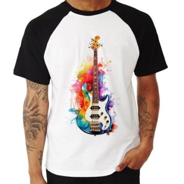 Imagem de Camiseta Raglan Contra Baixo Watercolor - Foca na Moda, Branco, Preto,