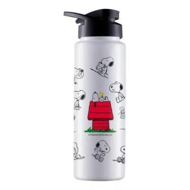 Imagem de Garrafa Agua Squeeze Turma Do Snoopy Branca Bpa Free - bandeirante 