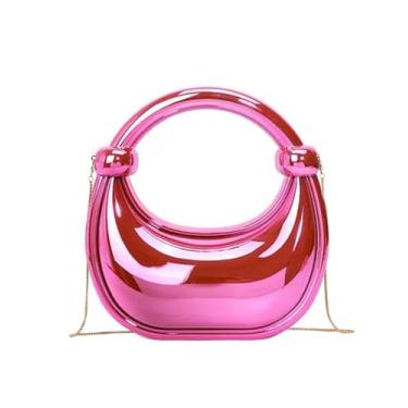 Imagem de Bolsa clutch de acrílico para noite para mulheres, bolsa metálica para noite bolsa Moon Hobo, bolsa dourada para festa de casamento, formatura, rosa