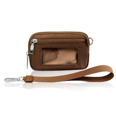 Imagem de Carteira The Iris – Bolsa de pulso moderna multifuncional para mulheres, carteira com porta-chaves com janela para identidade, Marrom