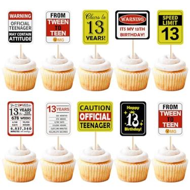 Imagem de 36PCS 10th Birthday Cupcake Toppers Cheers to 10 Years Out Single Digits I'm 10 Speed Limit 10 It's My 10th Birthday Cupcake Picks Girl Boy Party Anniversary Party Decorations Supplies (13th)