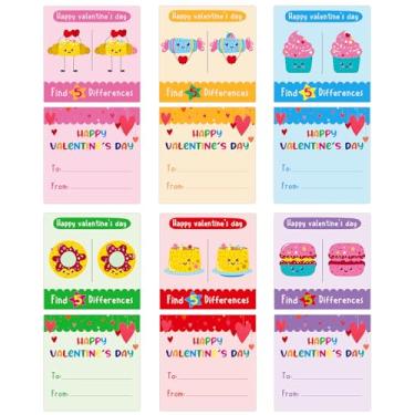 Imagem de FaCraft Encontre 5 Diferenças Cartões de Dia dos Namorados para Crianças Sala de Aula Escola Presentes de Dia dos Namorados Cartões para Crianças Meninos Meninas Escola Sala de Aula Lembranças de