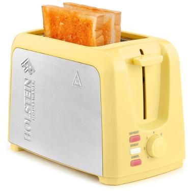Imagem de Torradeira Elétrica 2 Fatias com 7 Níveis de Tostagem de Aço Inoxidável, 110V 750W, Holstein Housewares, Amarela
