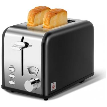 Imagem de Torradeira Elétrica de 2 Fatias com 5 Níveis de Tostagem, 3 Funções, 110V 825W, YSSOA, Preta