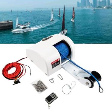 Imagem de Molinete EléTrico MaríTimo De 45 Libras Com Controle Remoto, Kit De Molinete De Barco De áGua Salgada De 12 V Com Corda De âNcora Pré-Enrolada De 30 Metros