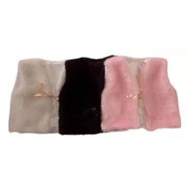 Imagem de Colete Infantil Pele Fake Peludinho Peludo - V3LSHOP, Preto, 1