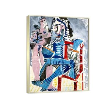 Imagem de Mosqueteiro sentado por Pablo Picaso/Arte de parede famosa abstrata/Impressão em tela abstrata/pôsteres e impressões famosas/pinturas decorativas emolduradas para sala de estar 40 x 50 cm (15,8 x 19,7