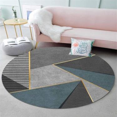 Imagem de Moderno e minimalista redondo quarto área corredor tapetes cinza preto ouro 60cm 80cm 100cm 120cm 140cm 160cm 180cm 200cm tapetes desgrenhados para quarto sala de estar tapete de cabeceira,