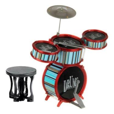 Imagem de Bateria Musical Infantil Jazz Drum Rock Brinquedo Com Banco - STORE SH