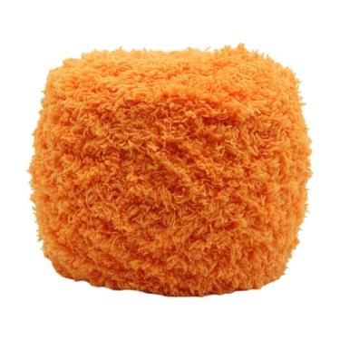 Imagem de UGPLM Fio de veludo de coral para crochê e tricô de fios quentes espetam o quintal grossa para sacos de escarneta de boneca, Laranja