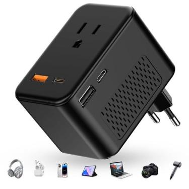 Imagem de Adaptador conversor de tensão de viagem 220V a 110V com PD 20W - APzek