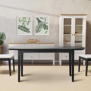 Imagem de Mesa Oval 4 Lugares 1,4m Tampo Vidro e mdf Tiê CabeCasa MadeiraMadeira