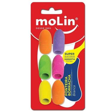 Imagem de Borracha Ponteira Neon 6 Unidades Molin Cores Sortidas