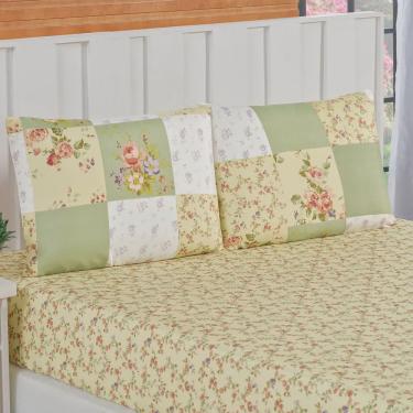 Imagem de Jogo De Cama Lençol Bouti Estampado Queen 03 Peças - Patchwork Verde