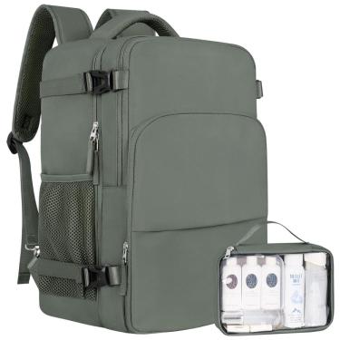 Imagem de Mochila Sinaliy Personal Item impermeável para laptop de 16 polegadas verde militar