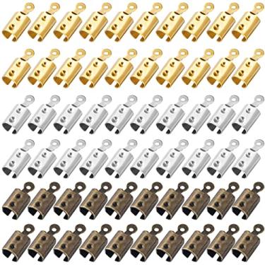 Imagem de OIIKI 360pcs Fold Over Ends, Leather Cord End Caps Crimps for Jewelry Making, 12mm Ribbon Clamps Covers Rope Clips for Necklace Cord, DIY Craft (3 Colors)Q