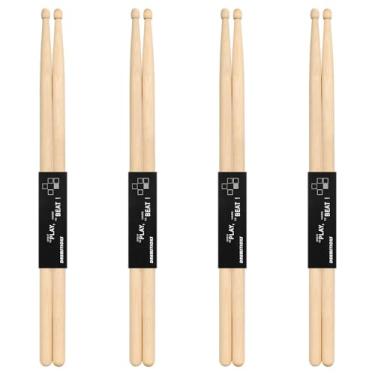 Imagem de 4 pares de baquetas de bateria, baquetas de bateria 5A, bengala oval de madeira para bateria, bengala de bateria antiderrapante para jazz, bateria eletrônica, instrumento musical de percussão (5A, 4