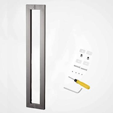 Imagem de Maçaneta de porta de dupla face, puxador de barra para duche, porta de correr de vidro de celeiro / porta de madeira, alças modernas retangulares de portas de entrada de aço inoxidável (cor: ne