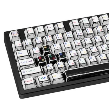 Imagem de JOLINTAL Teclas brancas japonesas de mangá cereja perfil de sublimação de tinta personalizadas 130 teclas conjunto de teclas para teclado mecânico 60% 65% 75% 100% Cherry MX
