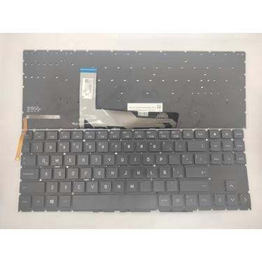 Imagem de Teclado de layout latino espanhol de substituição para laptop para HP OMEN 16-B1085NR 16-B1747NR 16-B1797NR 16-B1065NR 16-c0001dx 16-c0002dx 16-c0011dx 16-c0035nr 16-C05002dx 0NA, branco